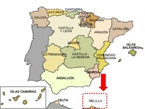 Melilla, situada en el mapa de España