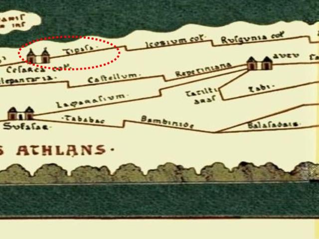 Localización de Tipasa en la antigua Tabula Peutingeriana