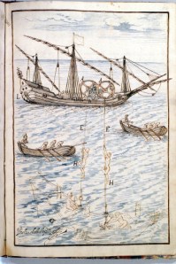 Una de las 3 láminas del libro de pesca de perlas...