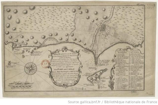 El puerto del Callao, levantado por Ulloa en 1744. Fuente: Gallica