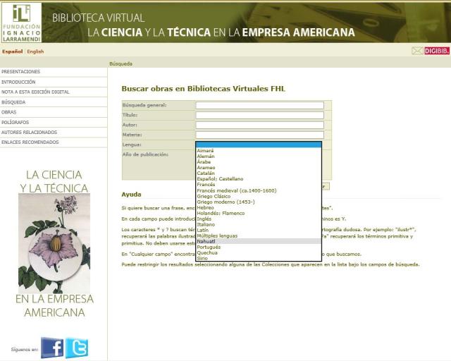 Ejemplo de consulta en la Biblioteca Virtual