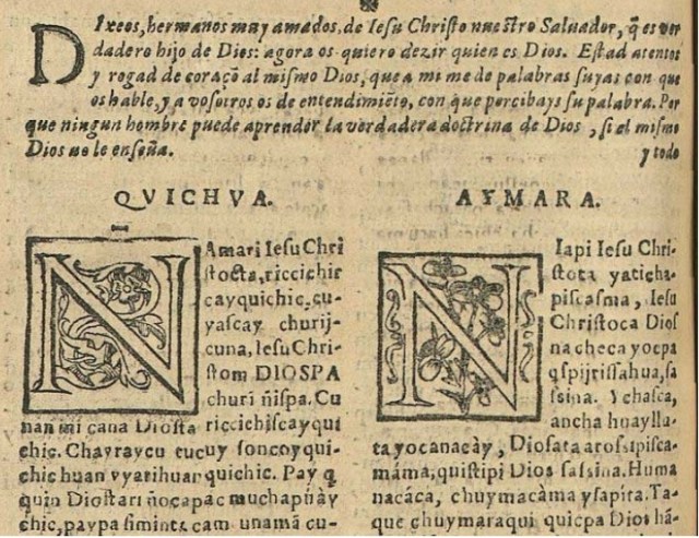 Catecismo trilingüe: español, quechua y aymara