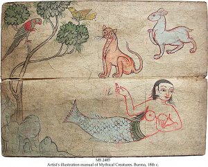 Sirena en un manuscrito birmano del s. XVIII.
