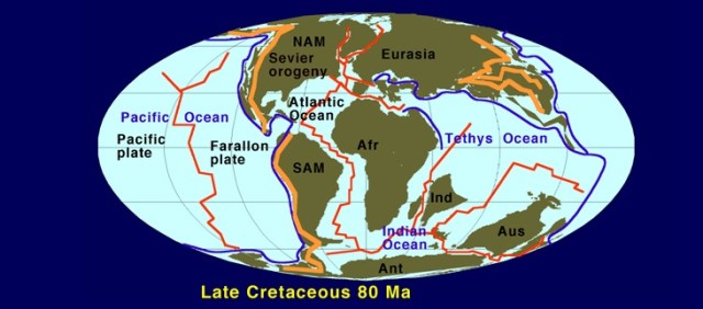 Cretácico, hace 80 millones de años. Fuente.