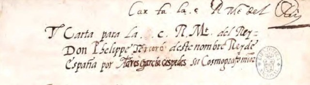 Detalle inicial de la página 1 del manuscrito, en él se pueden apreciar las variaciones que introdujo García de Céspedes para atribuirse una obra que no era suya