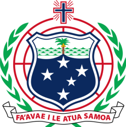 Escudo de Samoa, que también incluye, aparte d de la cruz del Sur, al proyección azimutal