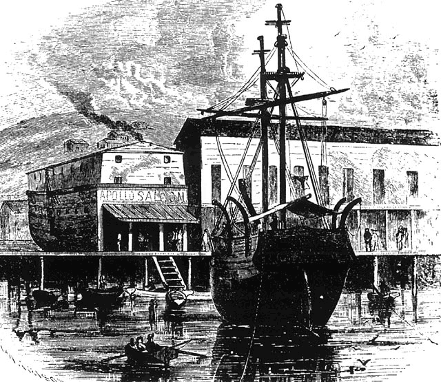 Un dibujo del puerto de San Francisco. Fuente