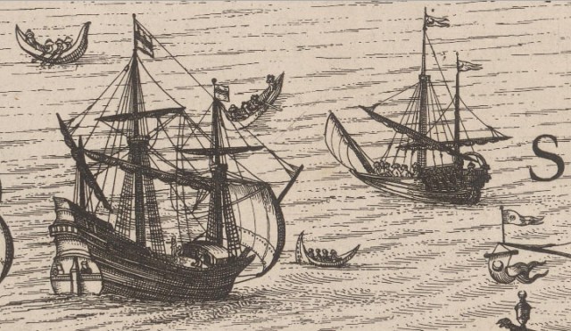 Detalle de unos buques en el puerto de Constantinopla