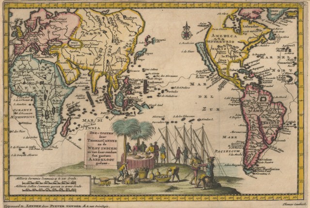 Mapa del O Pacífico de 1707 en el que Australia no aparece. Fuente