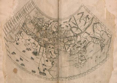 Mapa de todo el orbe conocido en la época de Ptolomeo