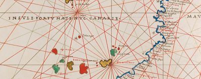 Las islas Canarias y arriba Madeira en el atlas de Agnese
