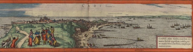 La bahía de Cádiz dibujada en el siglo XVI. Fuente