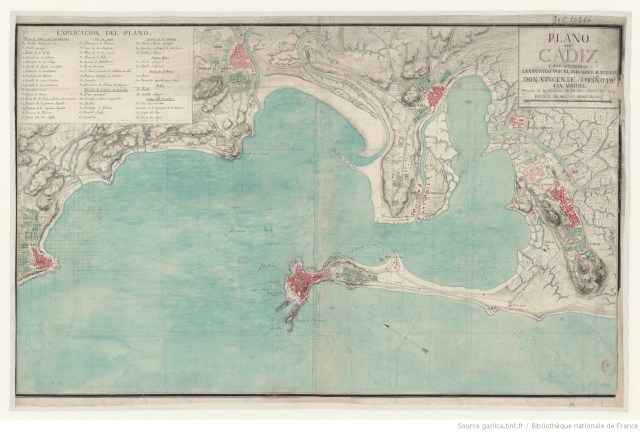Plano de Cádiz levantado en 1789 por uno de sus hijos ilustres, Vicente de Tofiño.