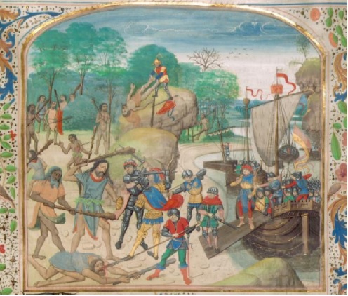 desembarco y batalla con slavajes